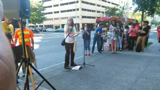 Megan Cornish speaking at the Mexican consulate in Seattle on July 27 2016