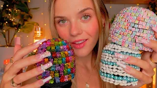 ASMR Embellished Mic Covers 🍬🍯 Brain Melting Tingles For Sleep (long nails)