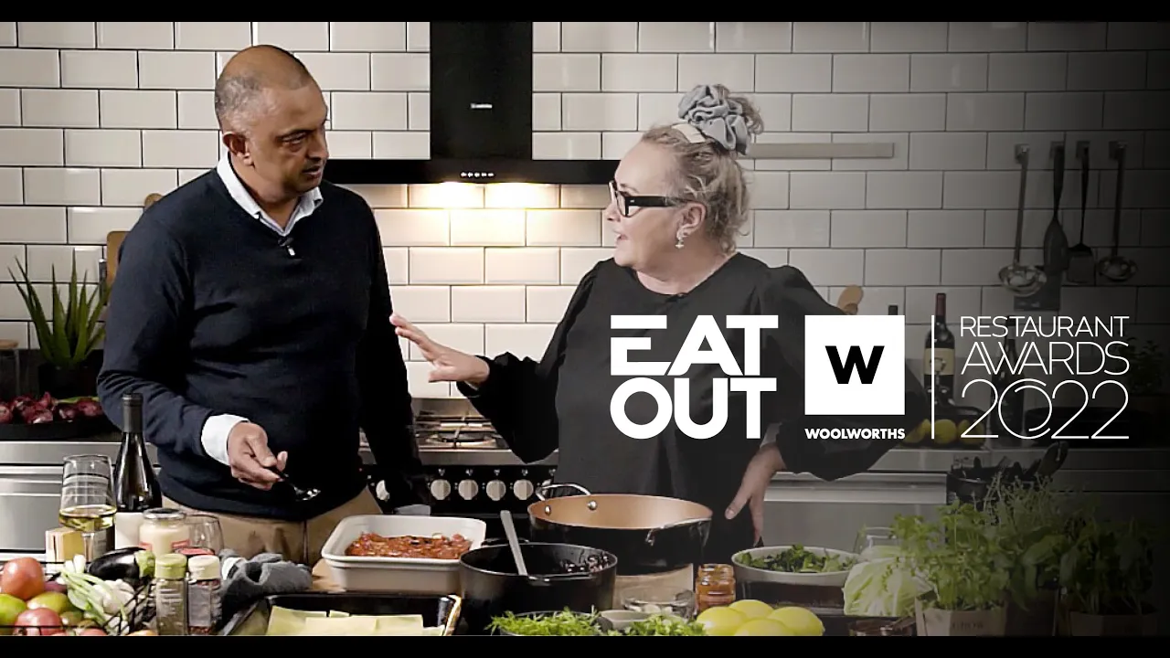 Abigail Donnelly cooks with Woolworths Foods Commercial Director Chan Pillay