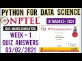NPTEL 2021 Python For Data Science Week 1 Answers Python For Data Science Assignment 1 Solutions