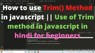 How to use Trim Method in javascript Use of Trim method in javascript in hindi for beginners