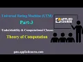 Universal Turing Machine UTM Undecidability Computational Classes Part-3 TOC CD