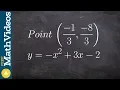 Learn how to determine if a point lies on a graph using standard form of a quadratic