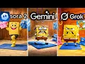 Sora 2 vs Gemini vs Grok Remake iconic Scenes From Spongebob
