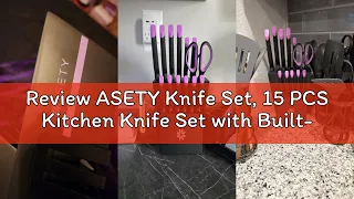 Review ASETY Knife Set 15 PCS Kitchen Knife Set with Built-in Sharpener Block Razor Sharp Dishwa