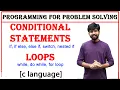 conditional statements and loops in c if if else else if switch nested if while do while for