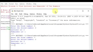 Python Program to Find Quotient and Remainder of Two Numbers