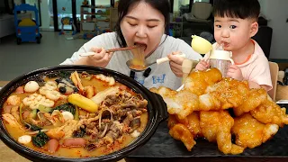 몇 년만의 마라탕 먹방 (뒷부분에 지훈이 이유식 먹방) 🤤