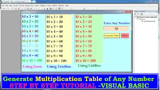 Generate Multiplication Table of any number of your choice in Visual Basic 6 Step by Step Tutorial