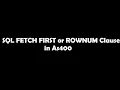 SQL FETCH FIRST or ROWNUM Clause in As400