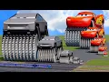 Download Lagu Big \u0026 Small Double Monster Saw Wheels: Tesla Cybertruck vs Lightning Mcqueen vs Train | BeamNG.Drive