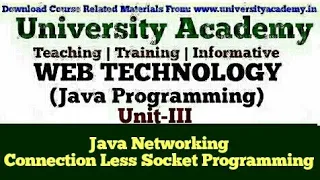 WT47 Java Networking Connection Less Socket Programming DatagramSocket Class DatagramPacket