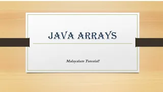 Java arrays Array Java programming Java OOP Malayalam Tutorials