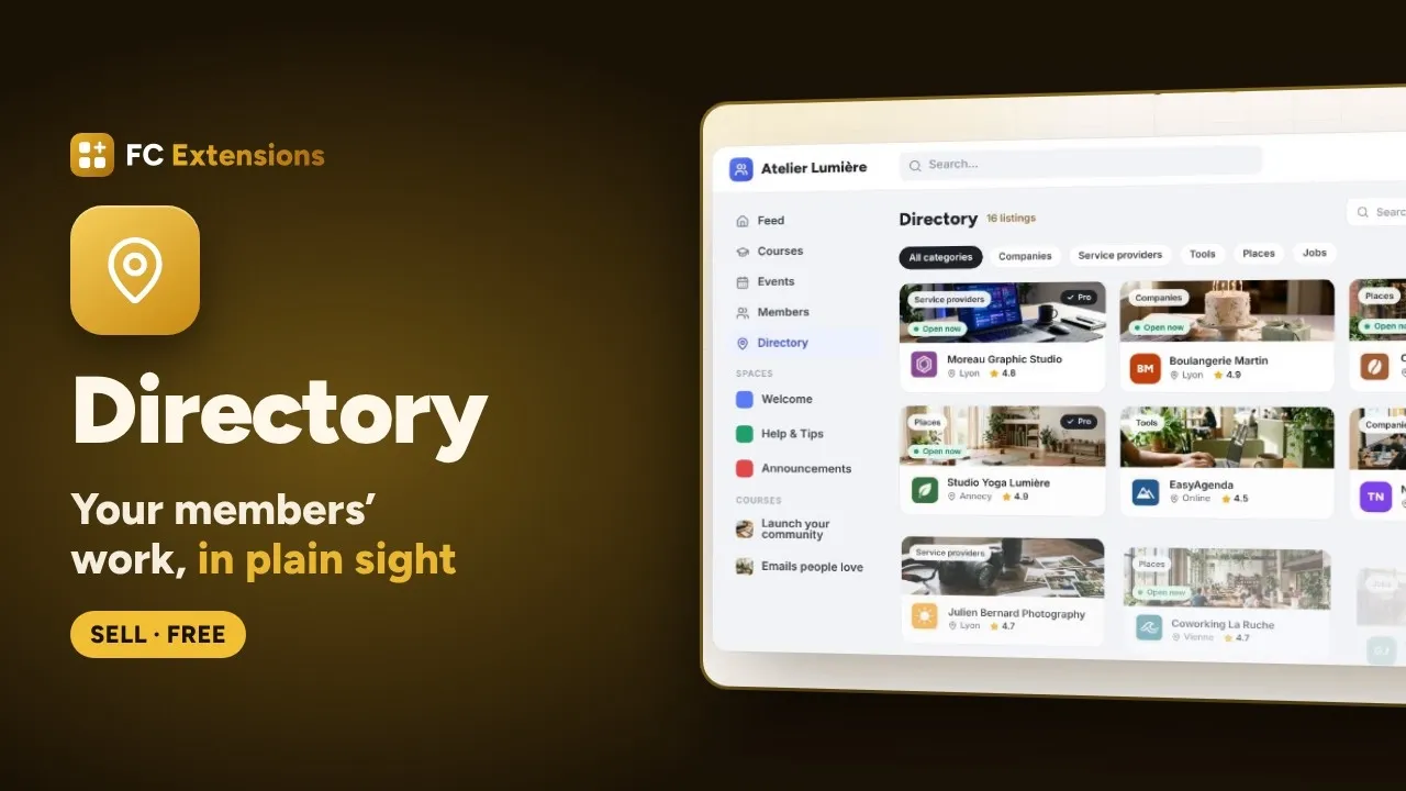 Directory for FluentCommunity: a lasting showcase for your members' work