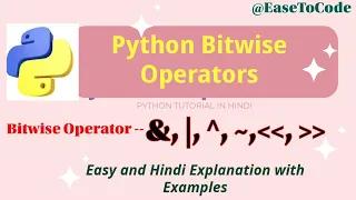 Bitwise Operators in Python Easy and Hindi Explanation Python Bitwise Operators