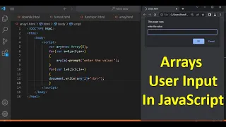 JavaScript Create Arrays Method - II Array through User Input JavaScript Tutorial in Hindi part 36