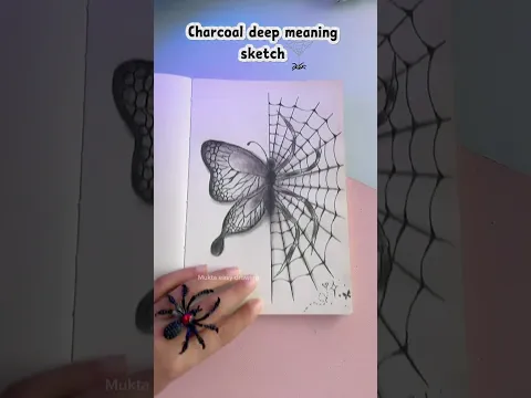 🦋🕸️✨''Two souls. One story'' Charcoal deep meaning sketch🕸️🕷️✨#shorts #drawing #youtubeshorts