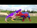 All Spider Man Dinosaurs Fighting vs Superheroes T Rex in Spider Man Bridge Jurassic Spiderman