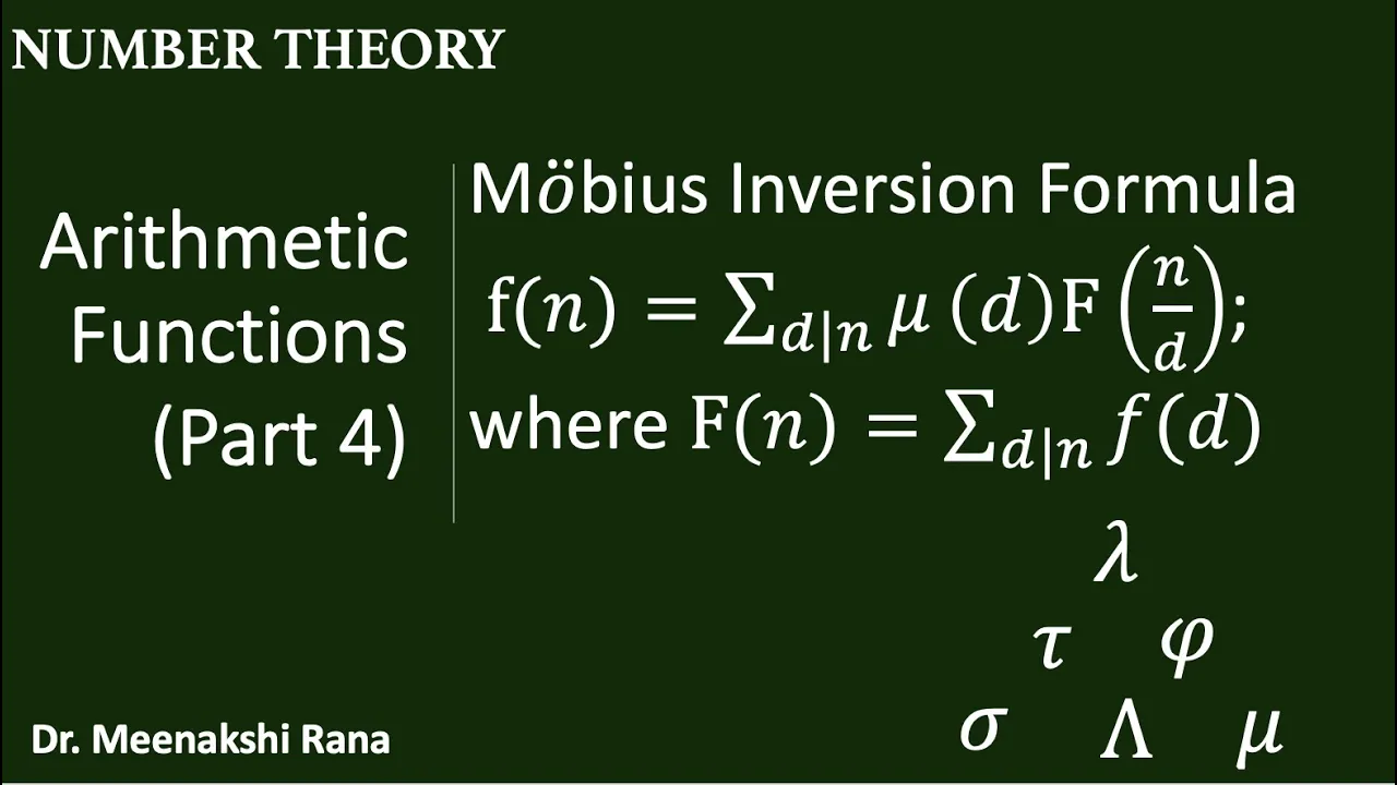Arithmetic Functions |Part-4| Mobius Inversion Formula