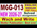 MGG 013 solved assignment 2026-27 in English mgg 013 solved assignment 2027 ignou mgg013