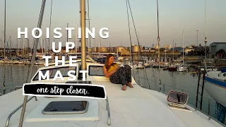 HOISTING up our MAST with PLASTIC RIGGING!!? | YACHT REBUILD WEEK 83