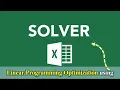 Linear Programming Optimization using Excel solver