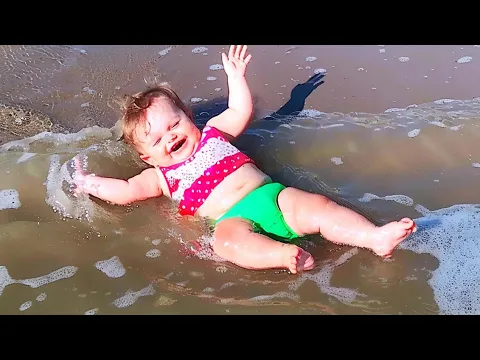 Download MP3 Try Not To Laugh - Cute and Funny Baby Playing on the Beach