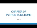 Python functions chapter-7 part-3 class 12th