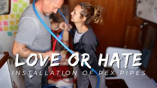 Installing PEX Pipes for Off Grid Living on old fully refitted sailboat!  Episode 34!