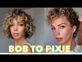 Hair Transformation Curly Bob To Curly Pixie DIY cut and bleach The Mom Chop