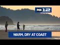 Families enjoy sun dry weather at Cannon Beach