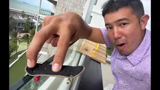 Balcony Fingerboard sesh 😳 Scary Trick requests
