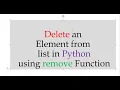 Remove element from list using remove function
