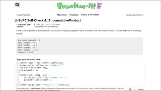 Java Practice It 4 17 cumulativeProduct for loop input scanners