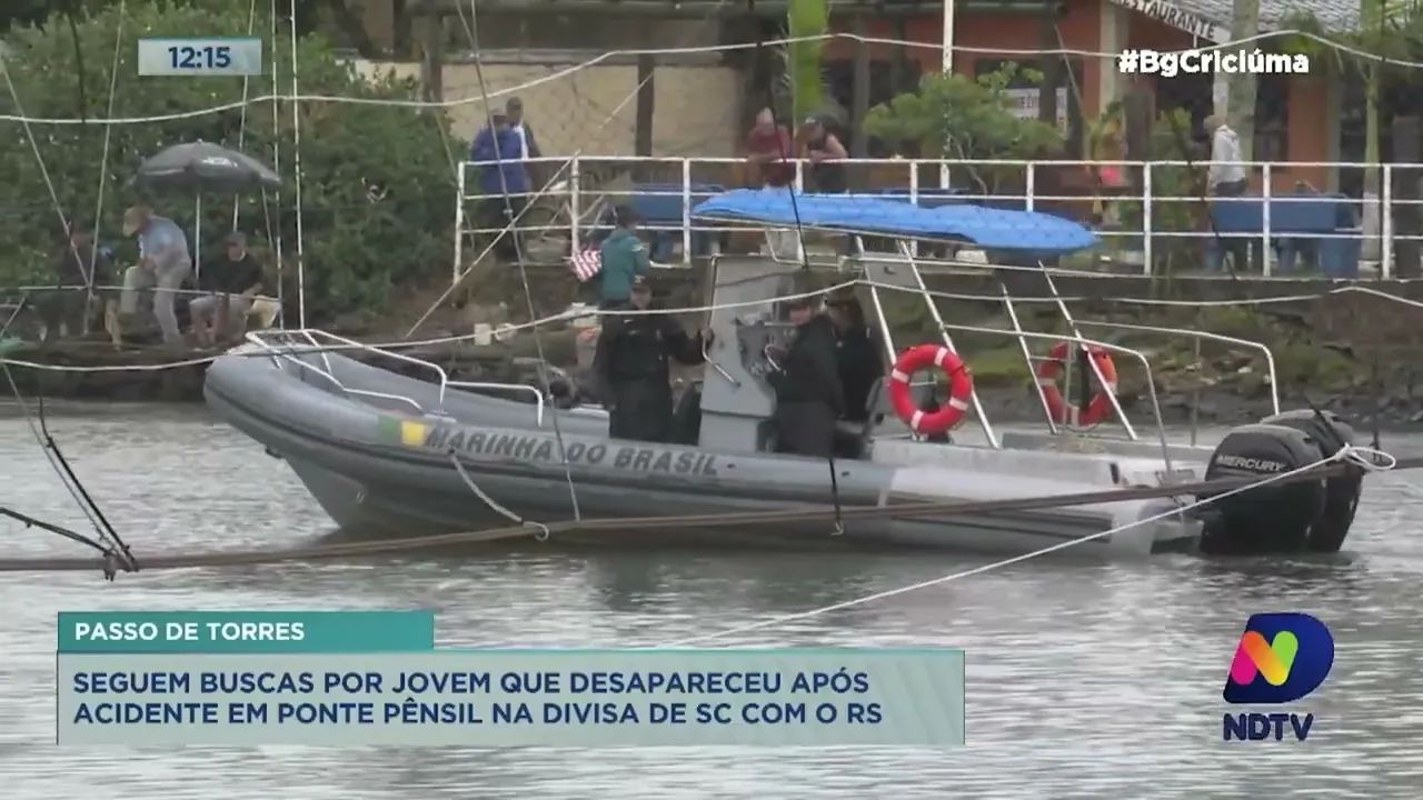 Buscas por último desaparecido após rompimento de ponte pênsil em Passo de Torres seguem nesta terça