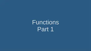 16 Functions Part 1