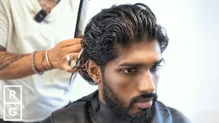 He Got a SLICK BACK Medium Length Haircut