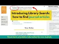Introducing Library Search how to find journal articles