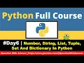 Python tutorial Number String List Tuple Set Dictionary data types In Python