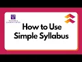 How to Use Simple Syllabus