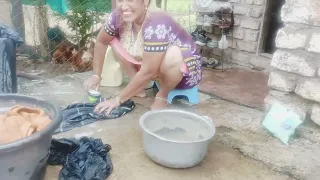 new vlog village women clothes wash with bathing 