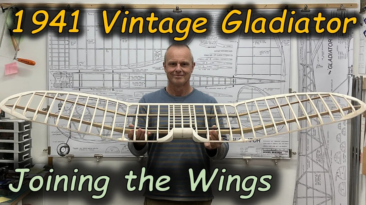 1941 Vintage Gladiator - Pt6: Joining the Wings - 68" Wingspan Tip Dihedral
