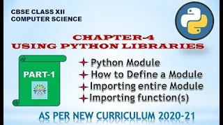 CLASS XII USING PYTHON LIBRARIES PART-1 CLASS XII CHAPTER-4 PART-1