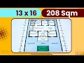 13x16 House Plan Design 208 square meter 3 Bedroom