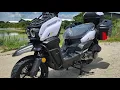 White Tank 200cc Scooter With Saddle Bags 2 Seater With Fuel Injection