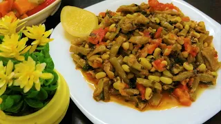 اللوبيا بالزيت روعة بدون لحم دندنها