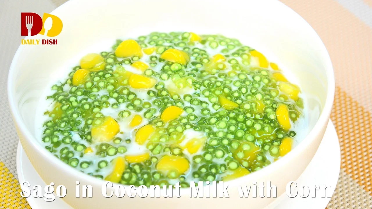 Sago in Coconut Milk with Corn   Thai Dessert   Sa Koo Khao Pod   