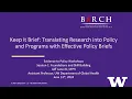 Workshop Writing an Effective Policy Brief