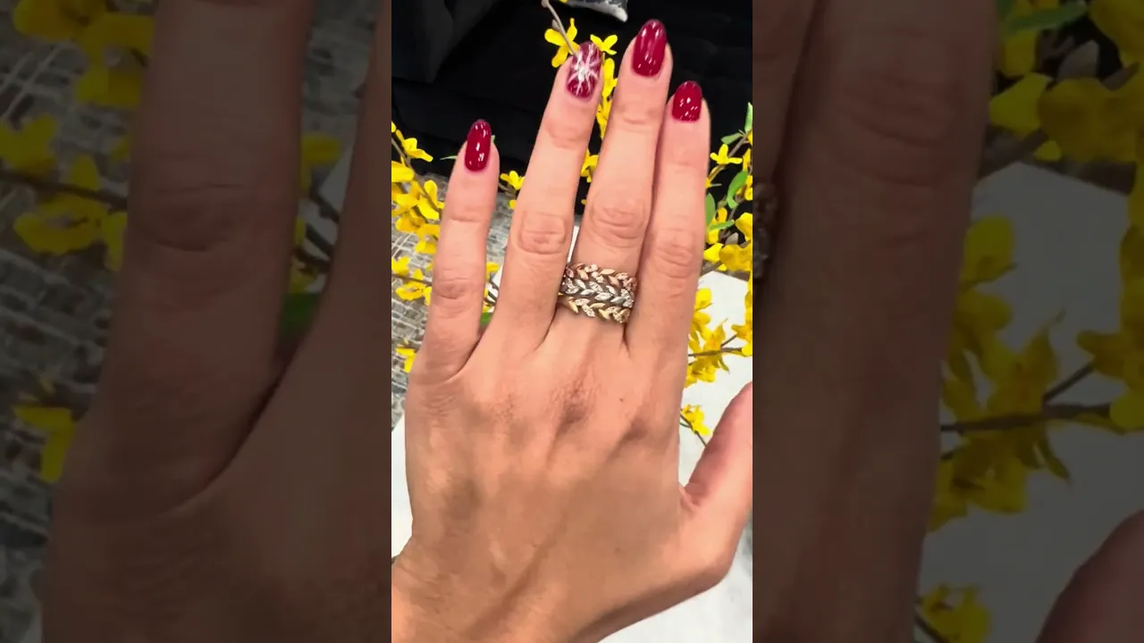 14K Gold Diamond Leaf Ring