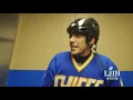 Eric Kahnert gets game day ready on the ice
